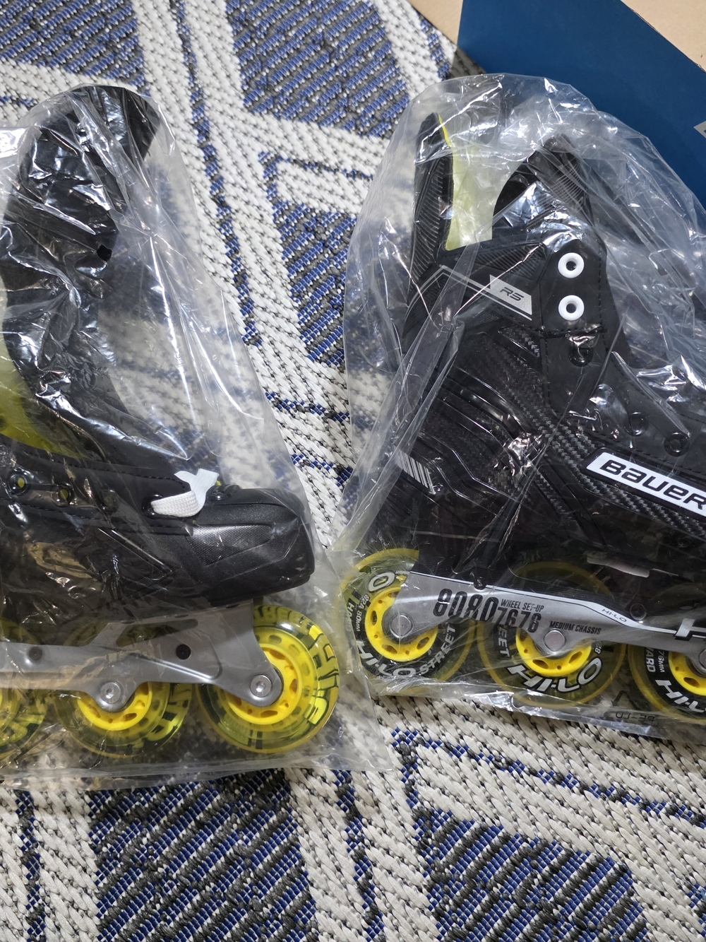 Bauer Black Inline Roller Skates with Yellow Wheels
